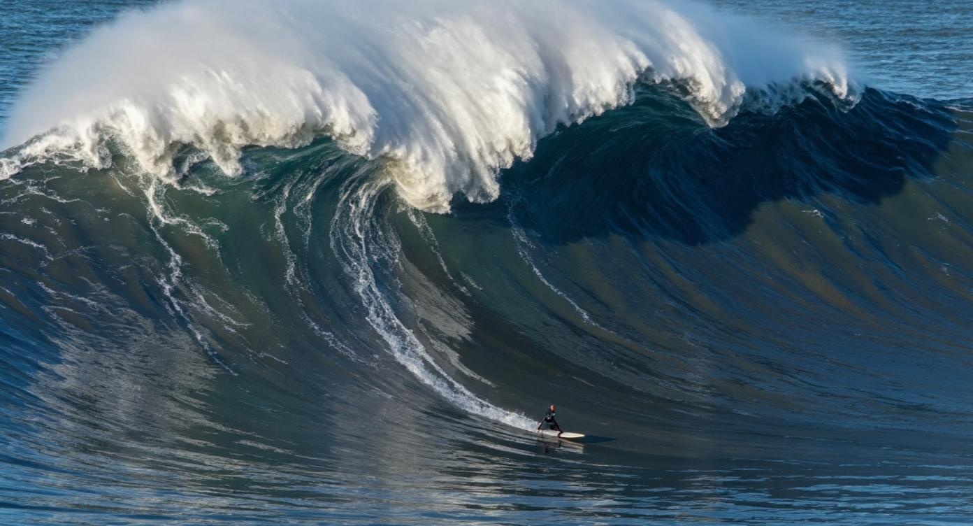 Big wave surfing action at Nazaré