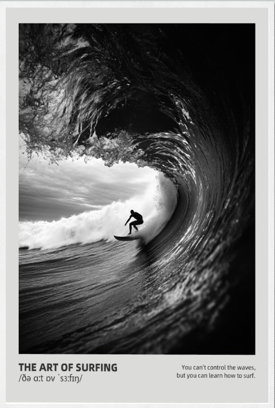 Black and white surf print